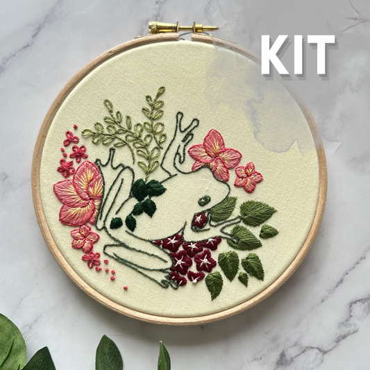 Froggy Flowers Embroidery Kit