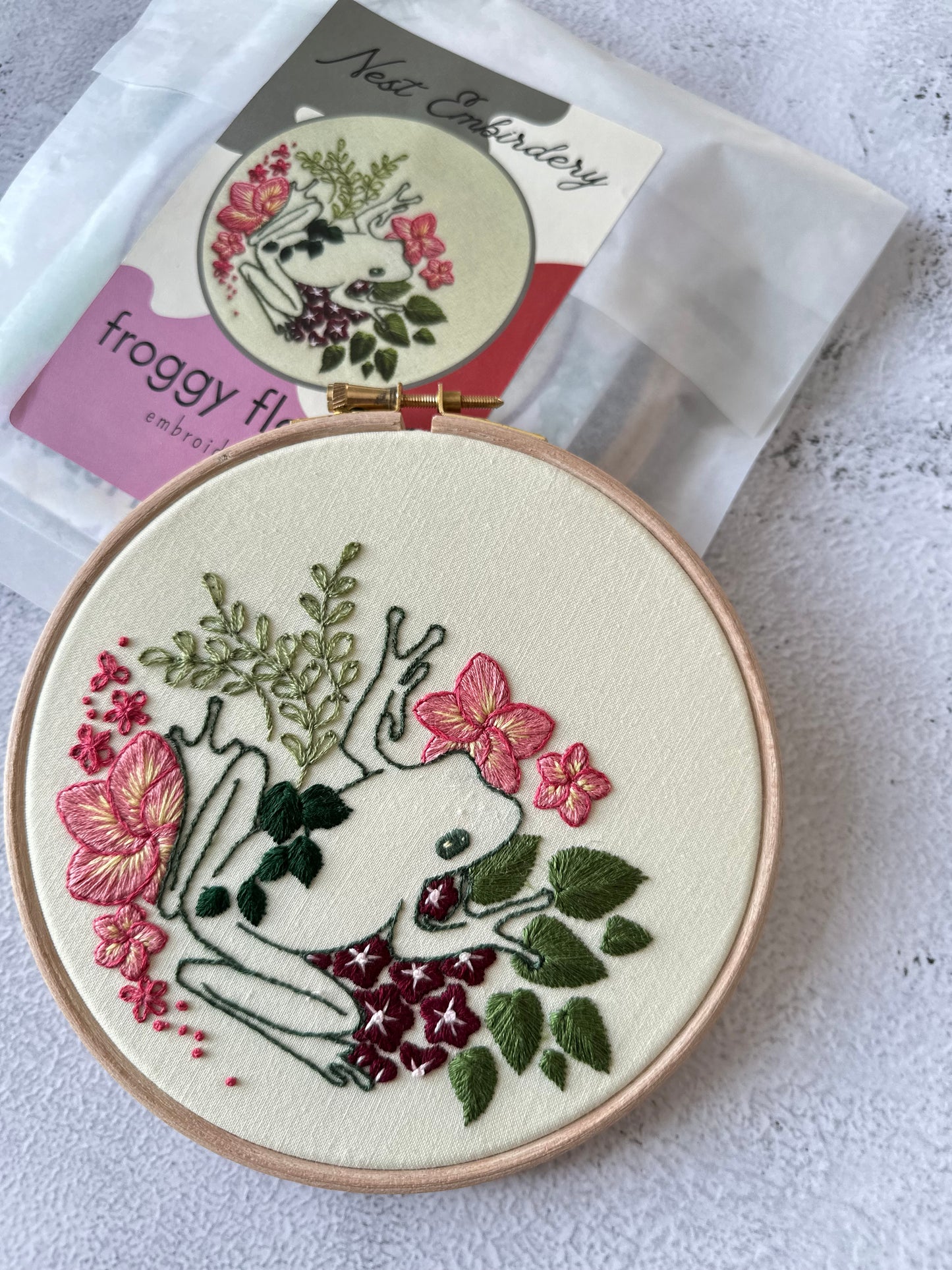 Froggy Flowers Embroidery Kit