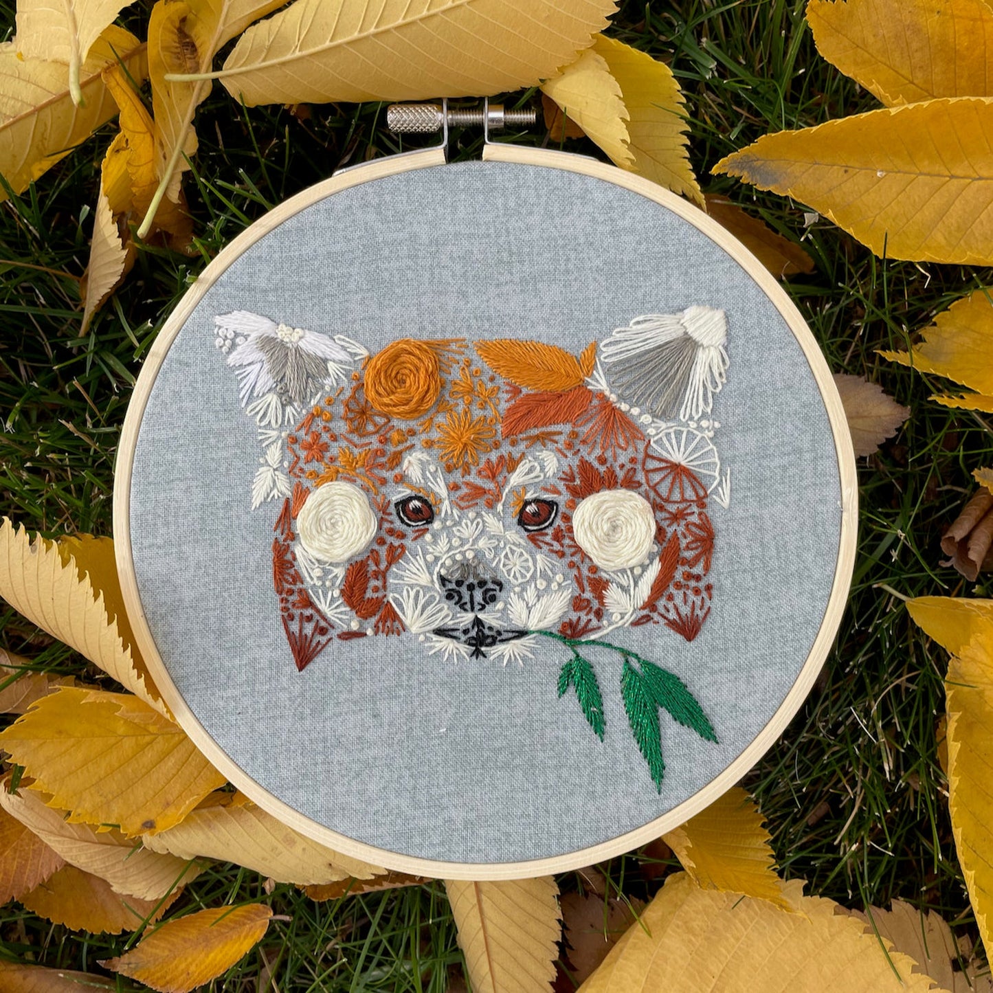 Floral Red Panda PDF Pattern