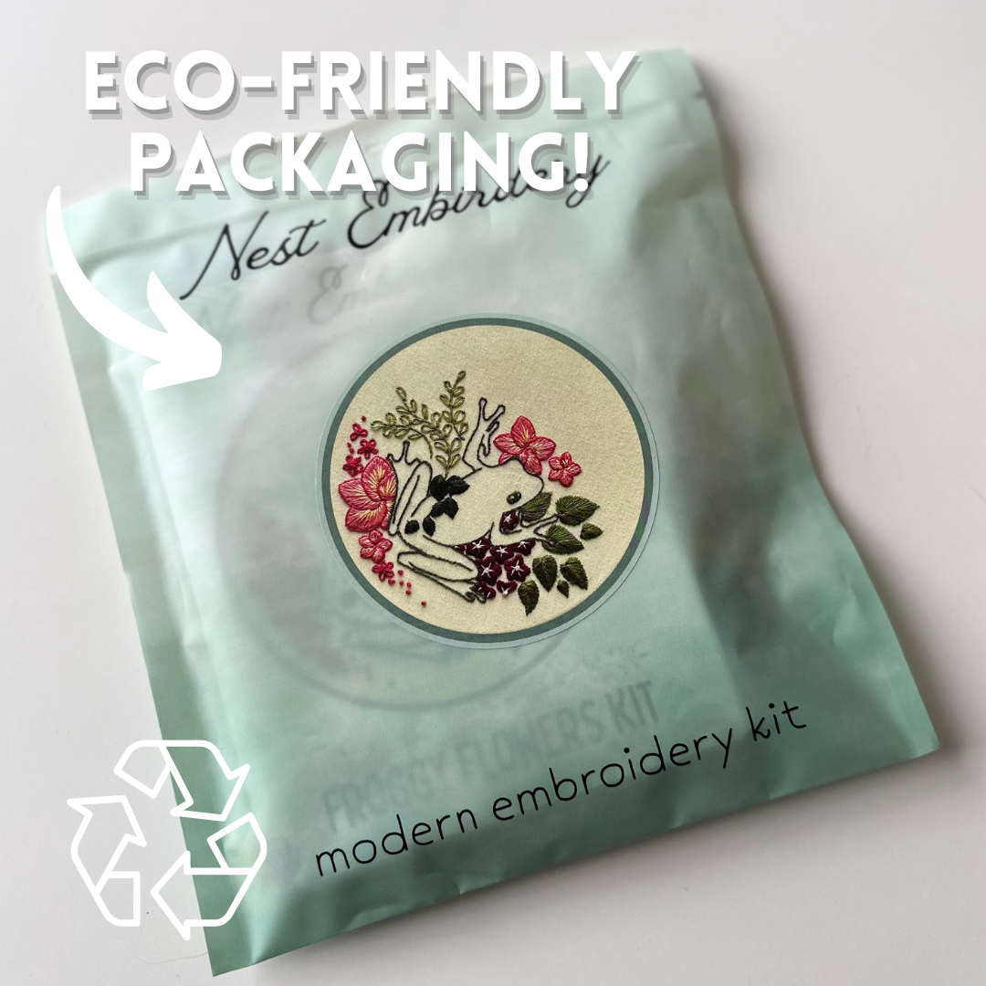 Froggy Flowers Embroidery Kit