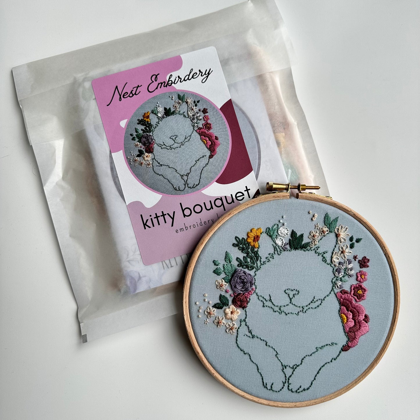 Kitty Bouquet Embroidery Kit