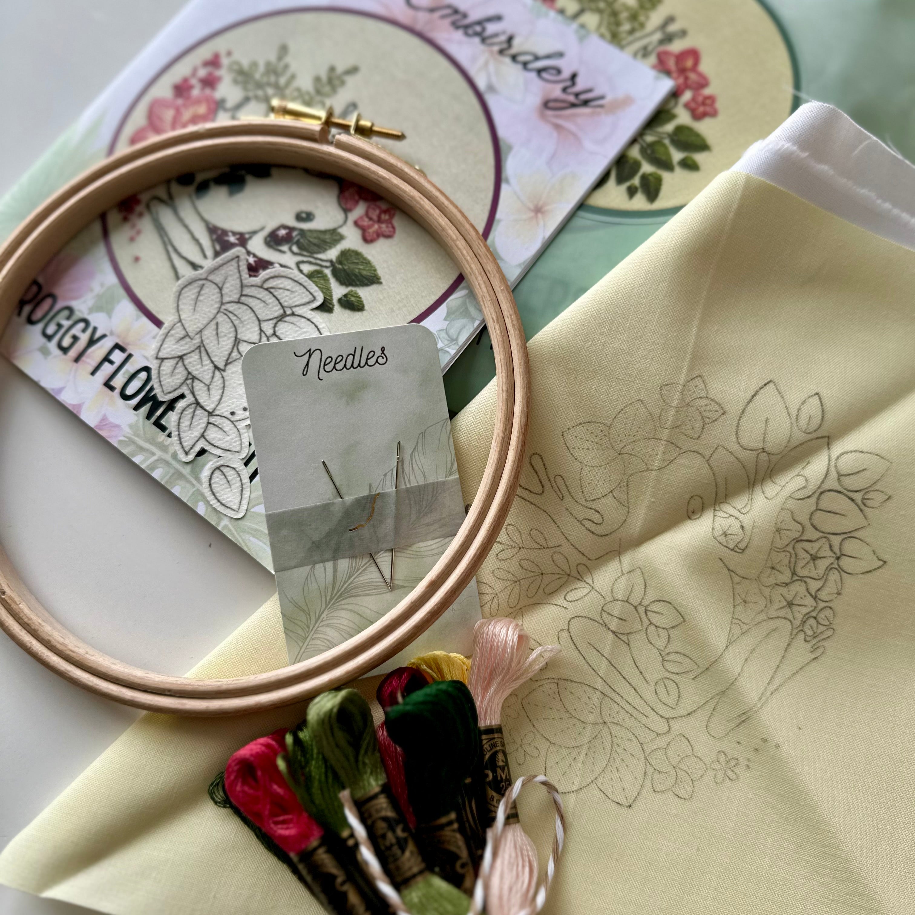 Froggy Flowers Embroidery Kit – Nest Embirdery