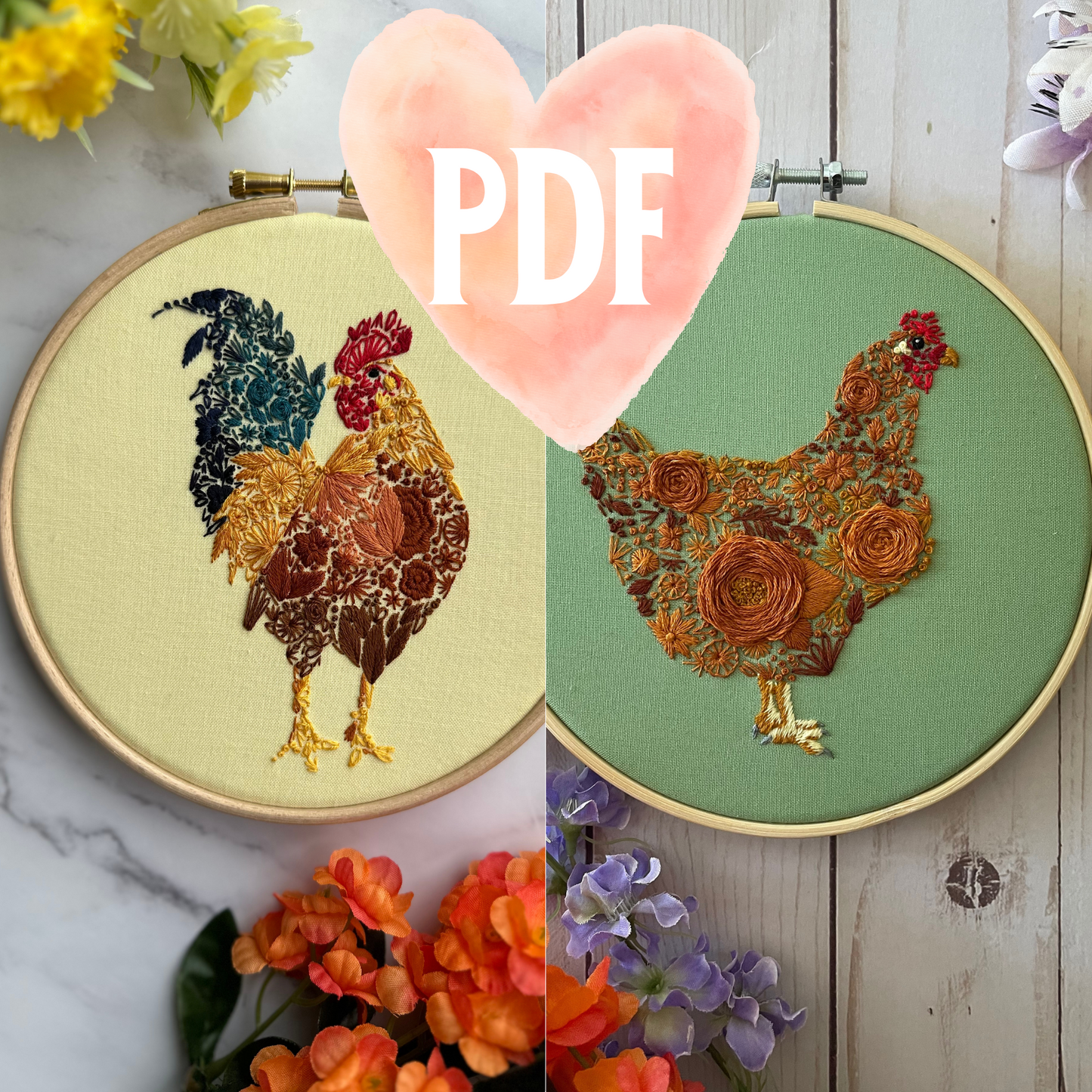 Floral Lovebirds PDF Pattern Bundle