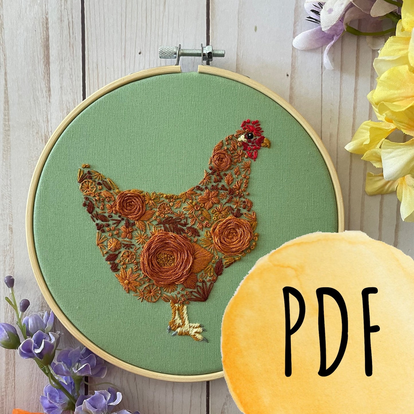 Floral Chicken PDF Pattern