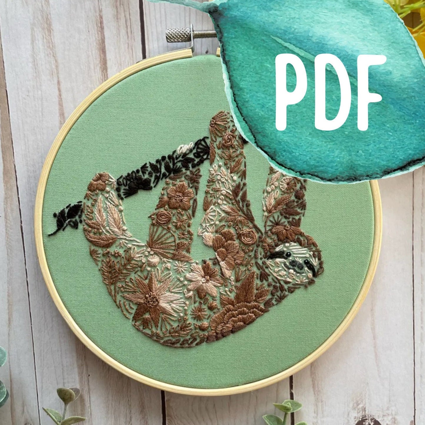 Floral Sloth PDF Pattern