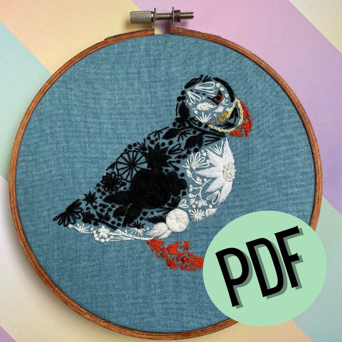 Floral Puffin PDF Pattern