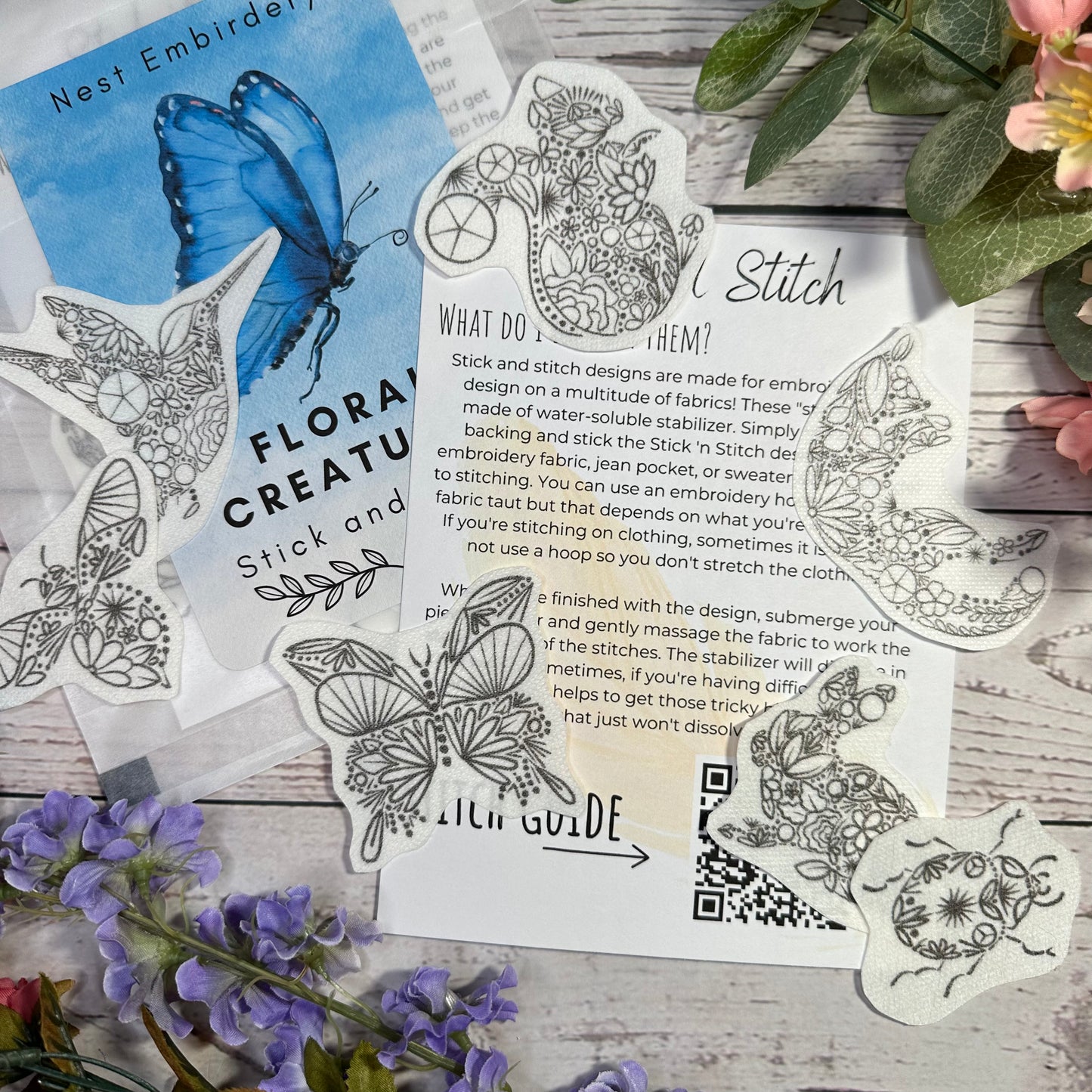 Floral Creatures- Stick & Stitch Pack